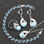 Blue Freshwater Natural 925 Silver Pearl Jewelry Sets