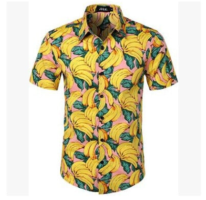 5 Style men's Hawaiian Beach Shirt Floral Fruit Print