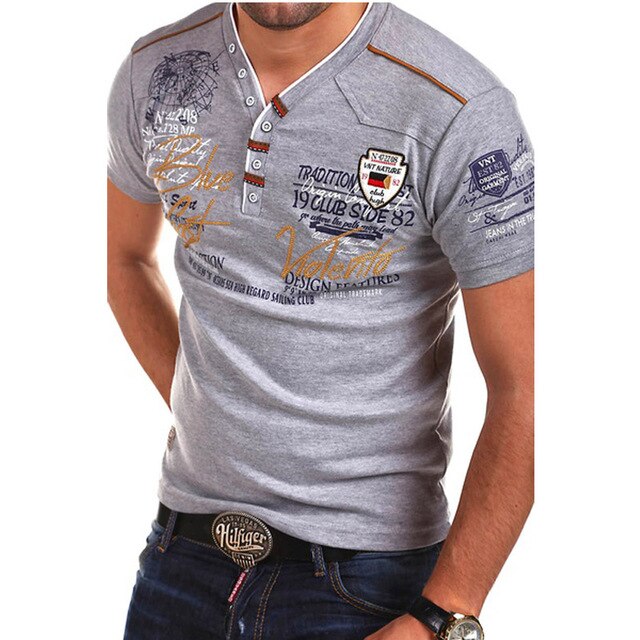 Men T Shirt Casual Slim Fit Short Sleeve T Shirts Print Casual