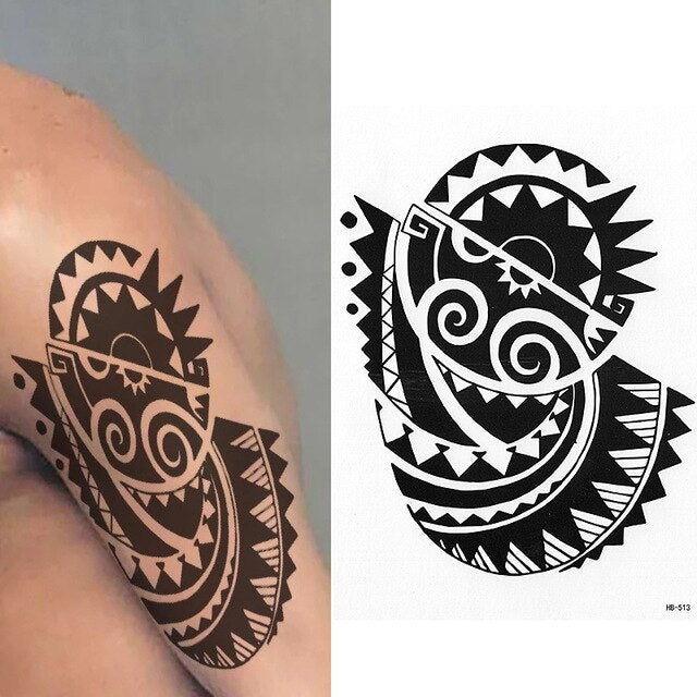 MAORI SUN TEMPORARY TATTOO, SUN, EARTH, TRIBAL MENS, WOMENS, POLYNESIAN, STICKER