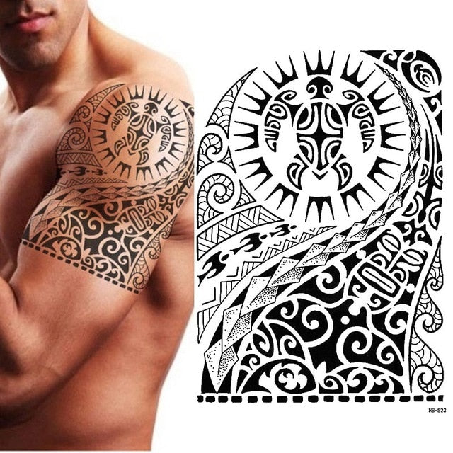 MAORI SUN TEMPORARY TATTOO, SUN, EARTH, TRIBAL MENS, WOMENS, POLYNESIAN, STICKER