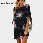 2020 Floral Print Beach Chiffon Dress