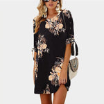 2020 Floral Print Beach Chiffon Dress