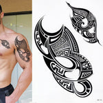 POLYNESIAN BULL TEMPORARY TATTOO, WARRIOR, TRIBAL MENS, WOMENS, MAORI, STICKER