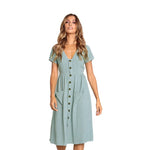 Women Summer Dress 2020 Casual V-neck Button Pocket