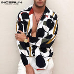 Men Shirt Lapel Collar Street wear Long Sleeve