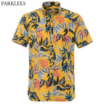 Yellow Mens Hawaiian Shirt 2020 Summer Short Sleeve