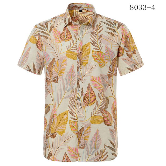 Yellow Mens Hawaiian Shirt 2020 Summer Short Sleeve