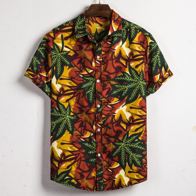 Fashion Tropical Plant Print Hawaiian Shirt