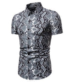 Sexy Snake Pattern Print Shirt Men Brand New Long Sleeve