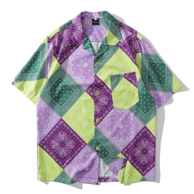New Hip Hop colorful Cashew Flowers shirt