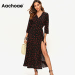 Polka Dot Long Dress Boho Sexy V Neck