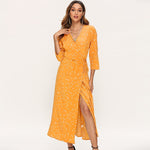 Polka Dot Long Dress Boho Sexy V Neck