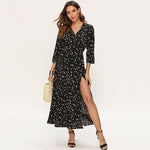 Polka Dot Long Dress Boho Sexy V Neck