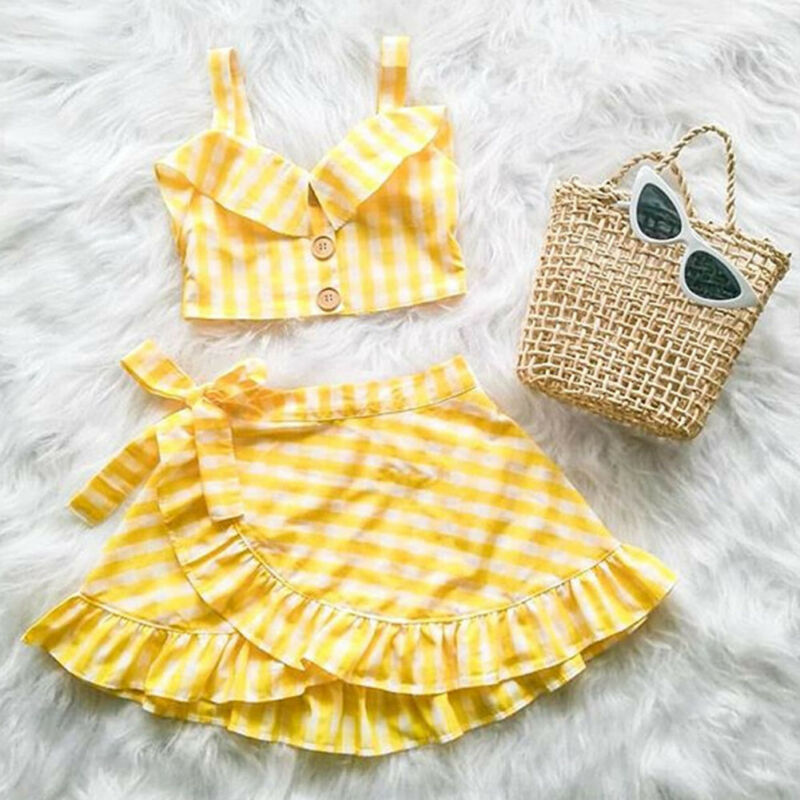 Baby Summer Clothing Toddler Kid Baby Girl Plaid Clothes