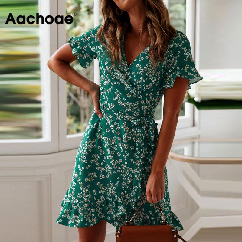 Dresses Summer 2020 Sexy V Neck Floral Print