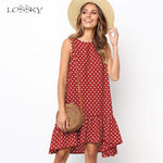 Summer Dress Polka Dot Chiffon Sleeveless Beach