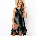 Summer Dress Polka Dot Chiffon Sleeveless Beach