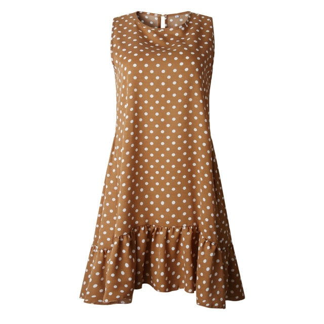 Summer Dress Polka Dot Chiffon Sleeveless Beach