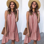 Summer Dress Polka Dot Chiffon Sleeveless Beach