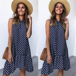 Summer Dress Polka Dot Chiffon Sleeveless Beach