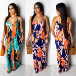 Women Boho Spaghetti Strap Long Maxi Dress