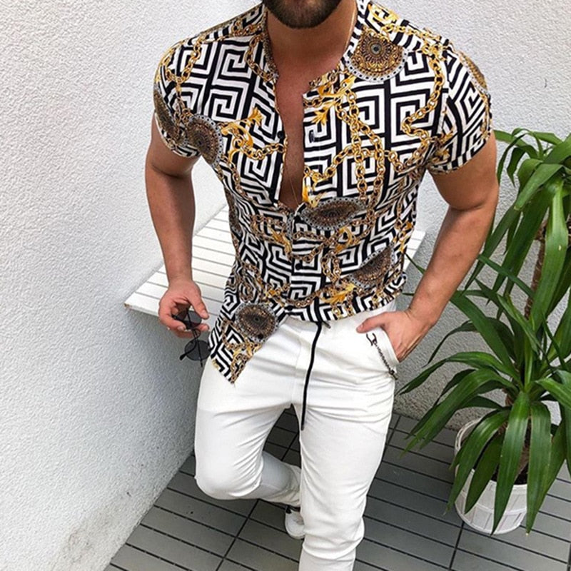 Summer Man Shirt 2020 Mens Ethnic Printed