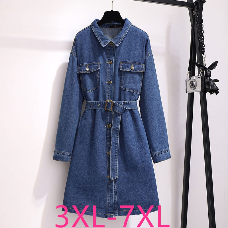 2019 autumn winter plus size denim dress for women