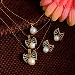 Classic Imitation Pearl necklace Gold Color jewelry set