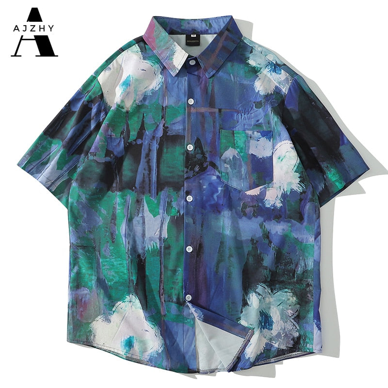 Painting Graffiti Print Hawaiian Shirts for Men