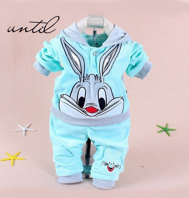 Kids Set Velvet Cartoon T Shirt Hoodies