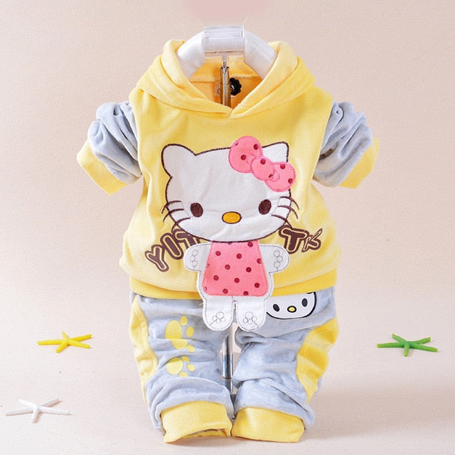 Kids Set Velvet Cartoon T Shirt Hoodies