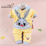 Kids Set Velvet Cartoon T Shirt Hoodies