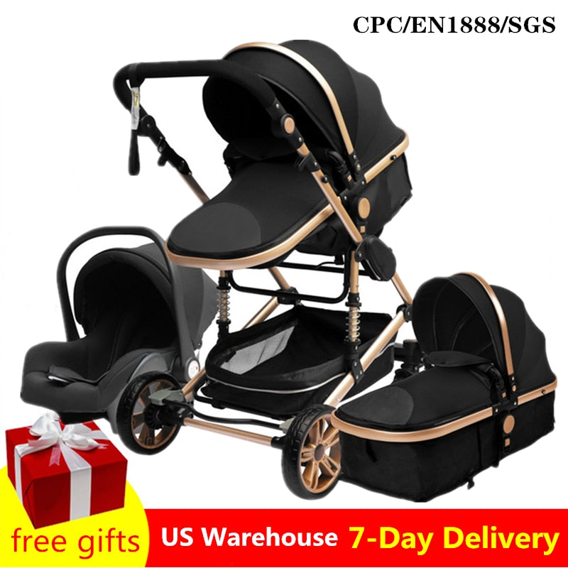 Luxurious Baby Stroller 3 in 1 Portable Travel Baby  Carriage