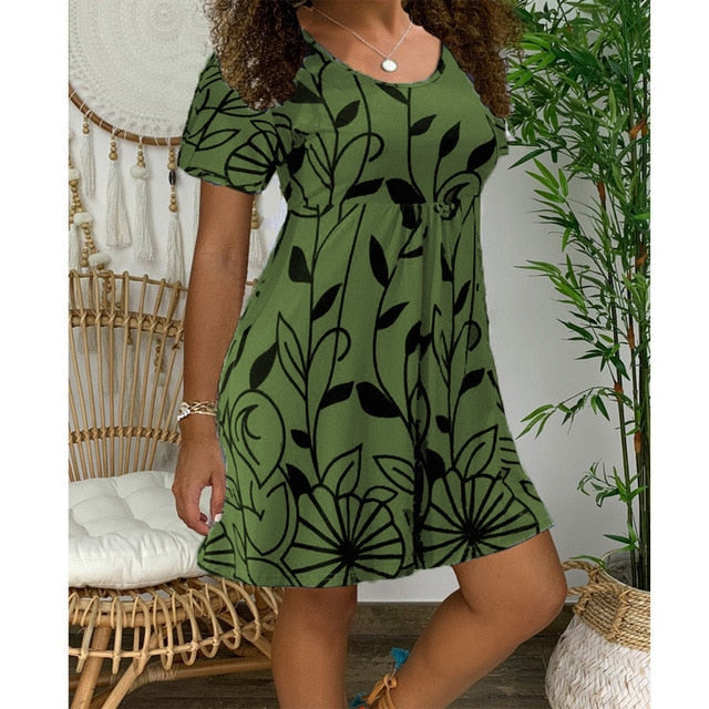 2020 New Summer Dresses Women Casual Short Sleeve