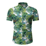 Green Hawaiin Beach Shirt for Men 2020 Summer Leaves