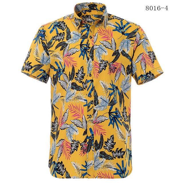 Red Hawaiian Shirts Men 2020 Summer New Floral Print