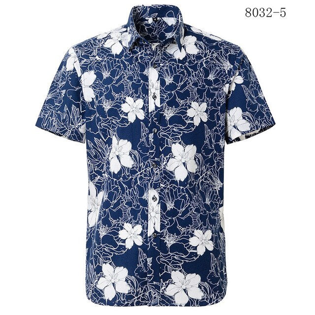 Red Hawaiian Shirts Men 2020 Summer New Floral Print