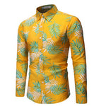 Yellow Vintage Hawaiian Shirt Men Causal