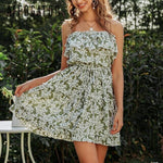 Sexy ruffled sleeveless floral print summer dress