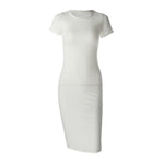 Party Dress Fashion Solid O-Neck Short Sleeve Office