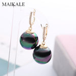 Red Black Pearl Earrings Zirconia Gold Silver Color