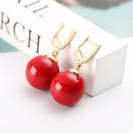 Red Black Pearl Earrings Zirconia Gold Silver Color