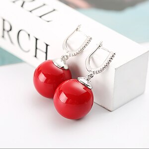 Red Black Pearl Earrings Zirconia Gold Silver Color