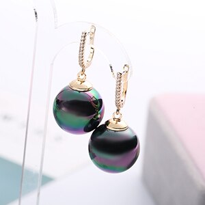 Red Black Pearl Earrings Zirconia Gold Silver Color