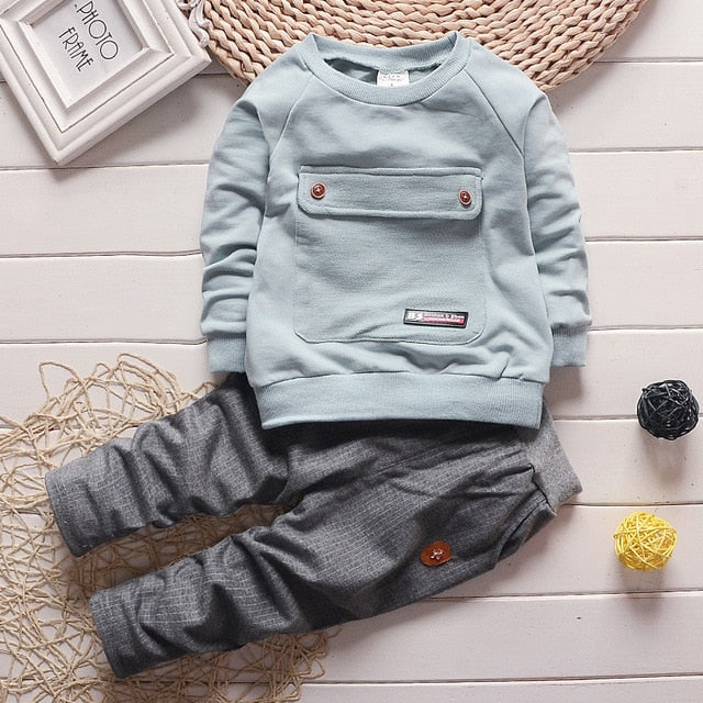 Solid T-shirt + Pants 2 Pcs Casual Long Sleeve