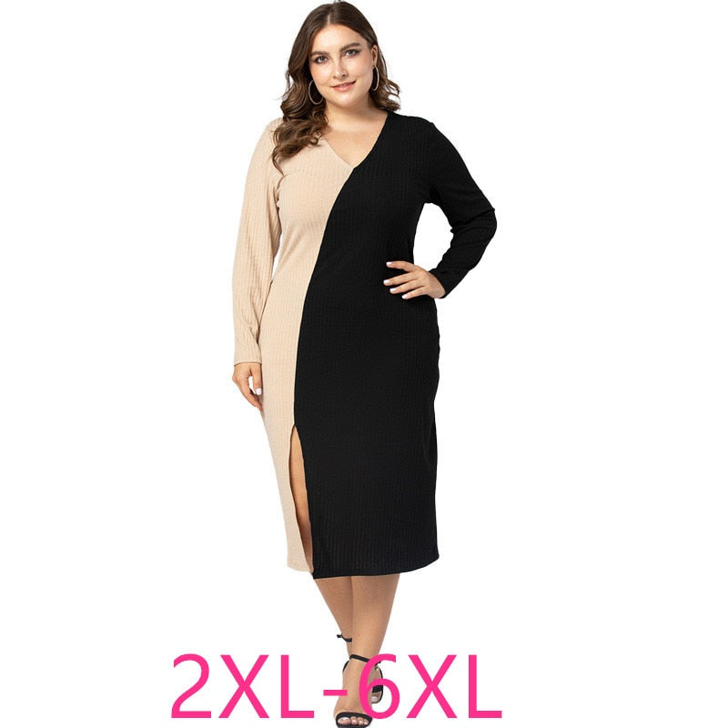 Female spring autumn plus size sweater dress for women