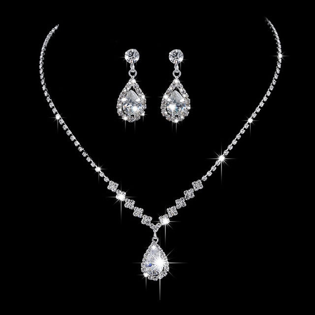 Water Drop Rhinestone Jewelry Set