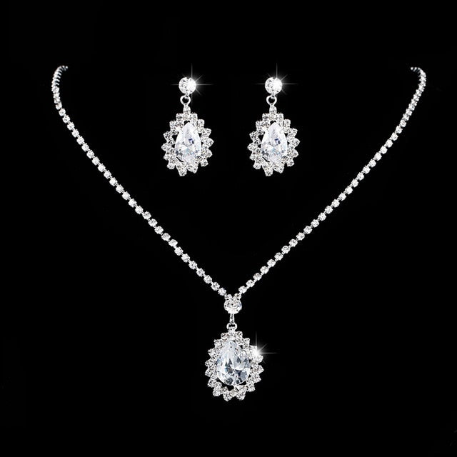 Water Drop Rhinestone Jewelry Set