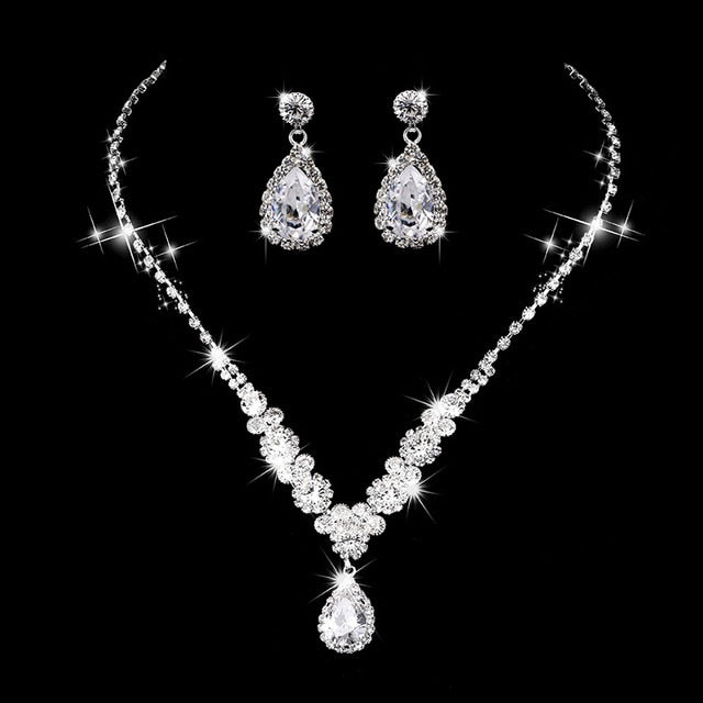 Water Drop Rhinestone Jewelry Set